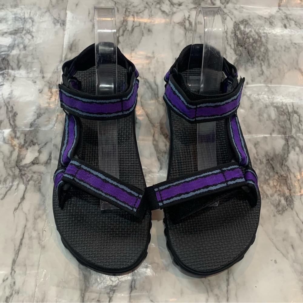 Size 9 Teva black and purple strappy sandals